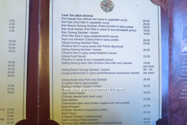 True Blue Peranakan Cuisine Menu
