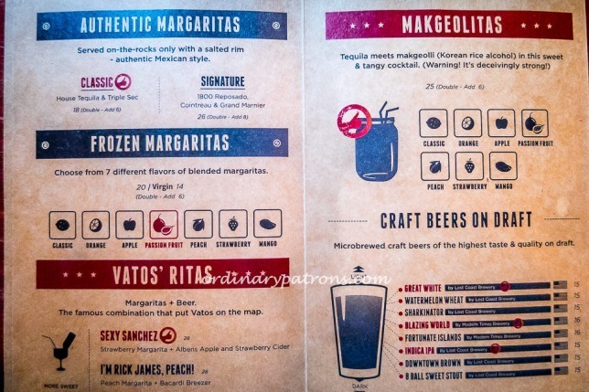 Vatos Urban Tacos Menu