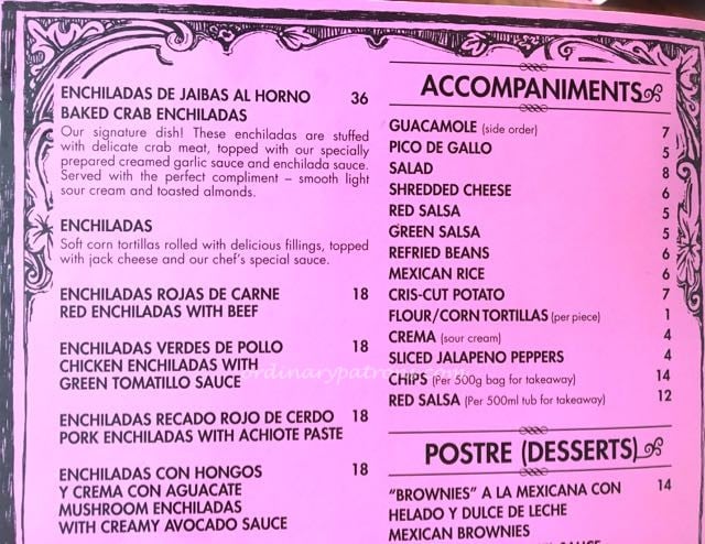 margaritas singapore menu - 3