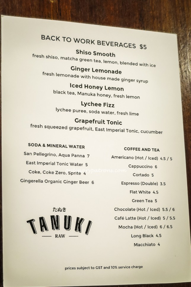 Menu Tanuki Raw 