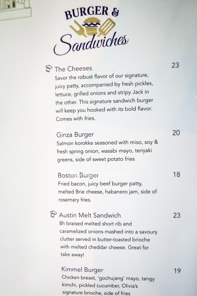 Olivia & Co Suntec menu