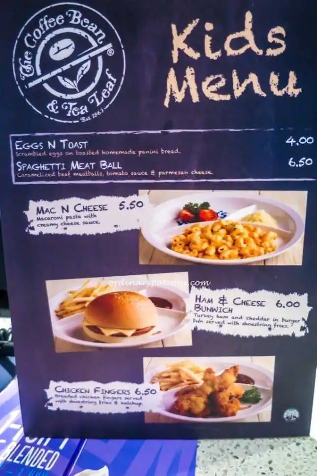 Coffee Bean Marine Cove Menu