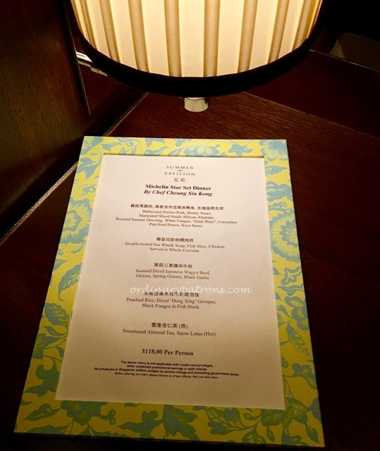 Summer Pavilion Michelin Star Menu - 1