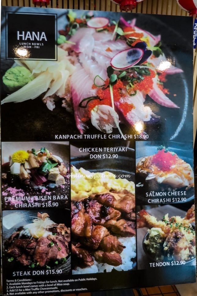 Hana Restaurant Menu