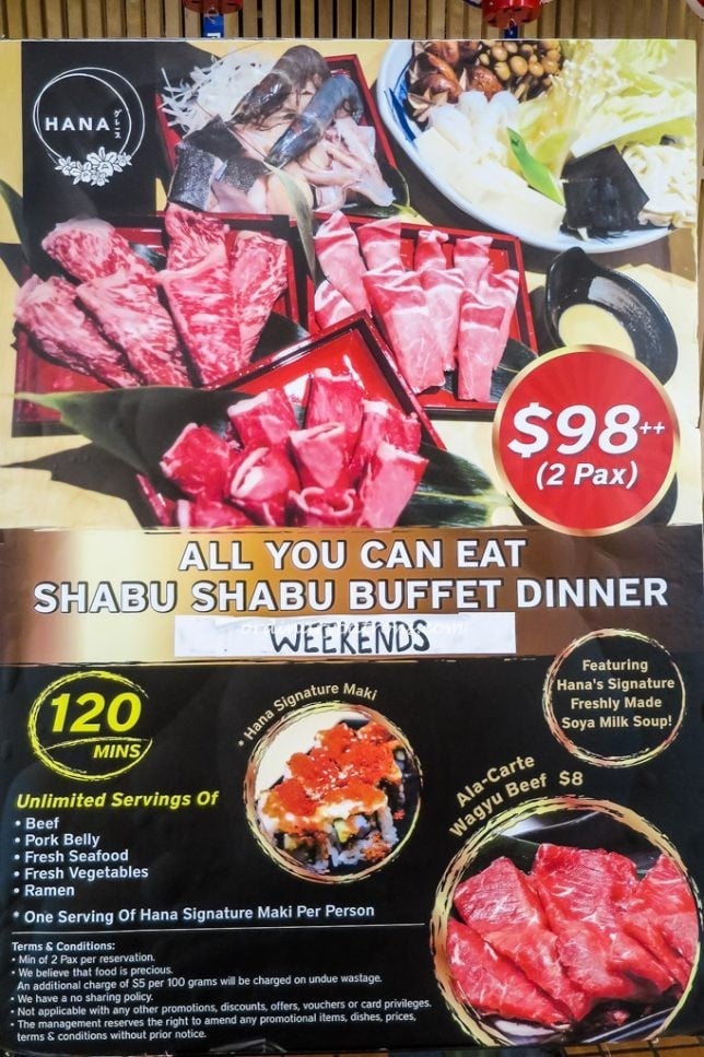 Hana Restaurant Menu