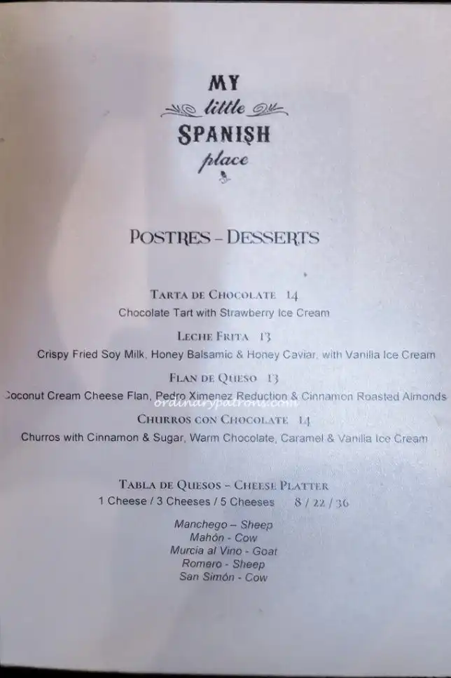 My Little Spanish Place Menu
