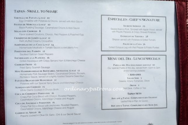 My Little Spanish Place Menu