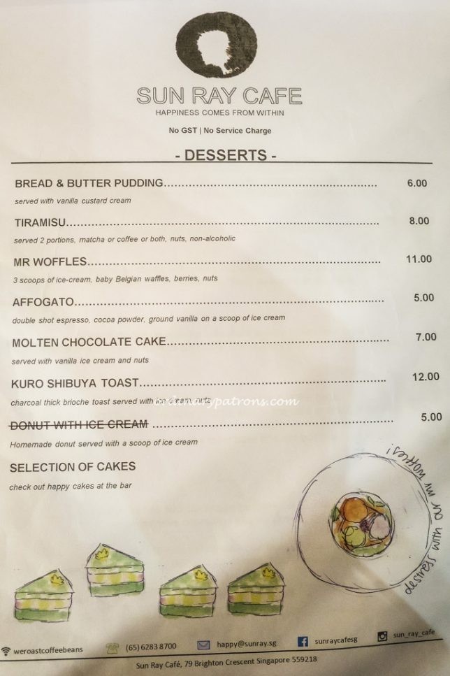 Sun Ray Cafe Menu