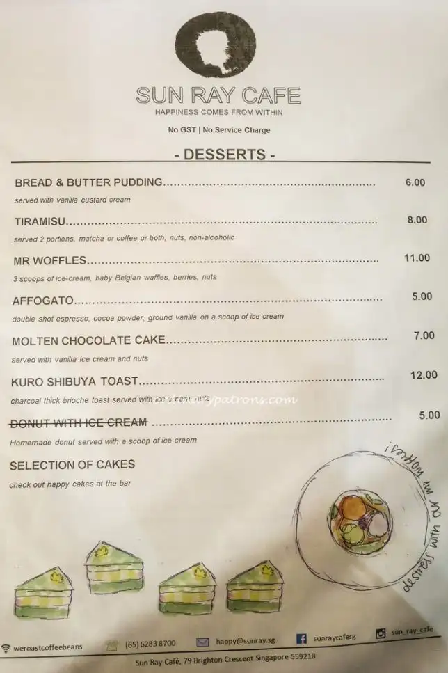 Sun Ray Cafe Menu