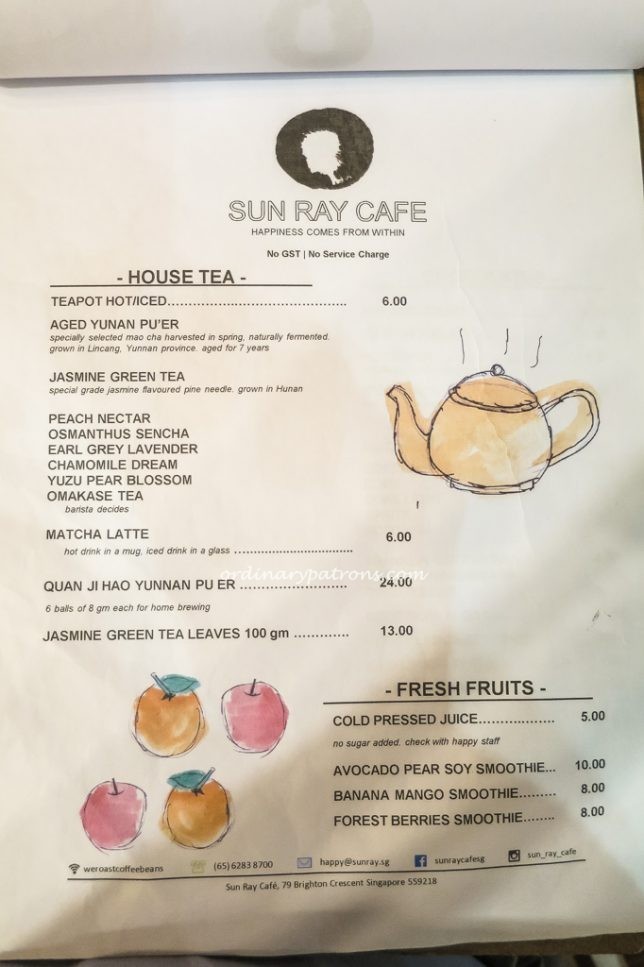 Sun Ray Cafe Menu