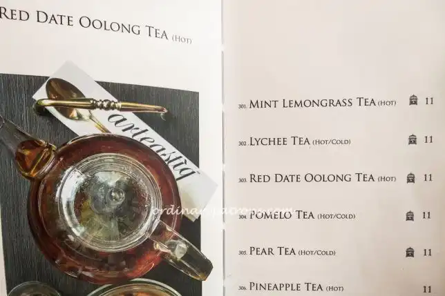 Arteastiq Boutique Tea House Menu