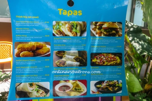 Chat & Chow Tapas Menu