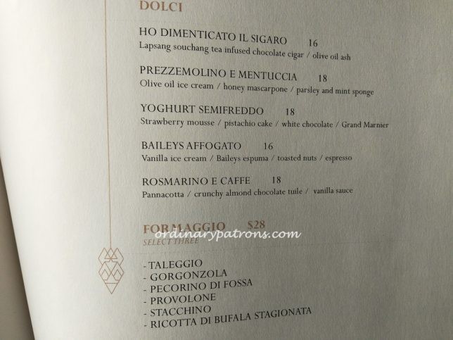 Monti Italian Restaurant Menu