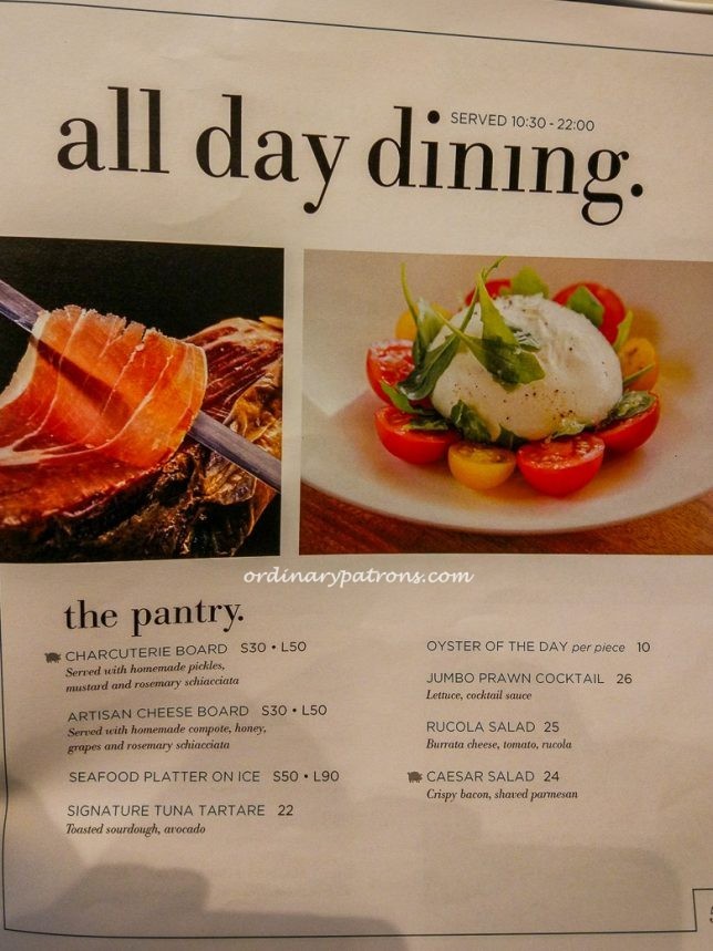 All day dining Menu of Beach Road Kitchen