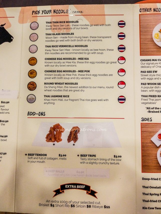 kin cow menu