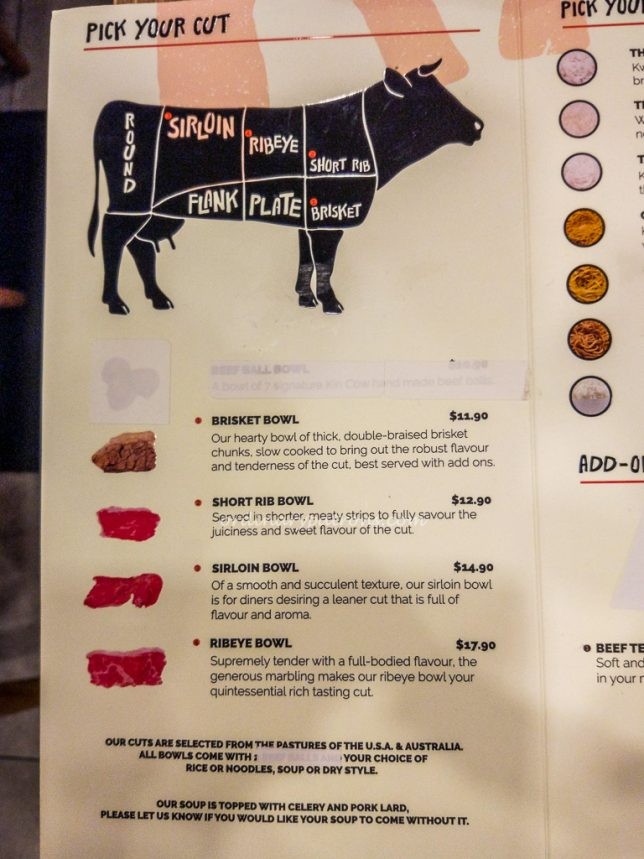 kin cow menu