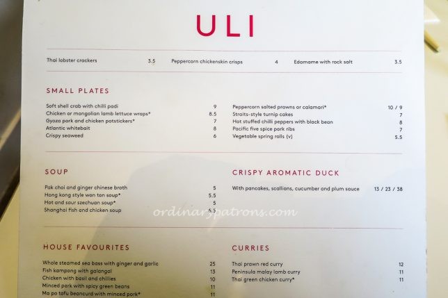ULI at Notting Hill Menu