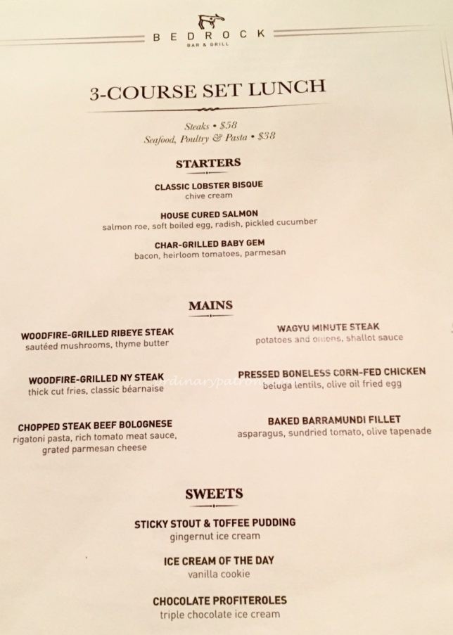 Bedrock Bar and Grill Menu