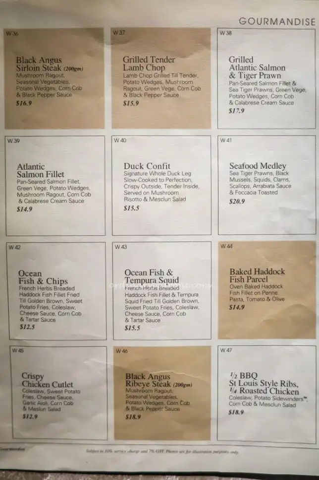 Menu of Collin's