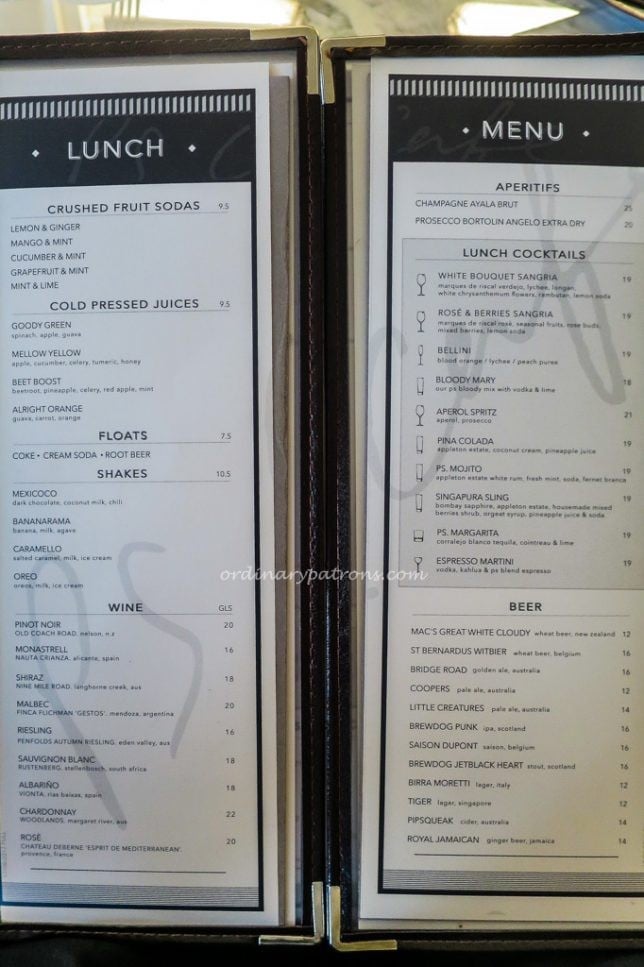 PS Cafe Fullerton Menu Lunch