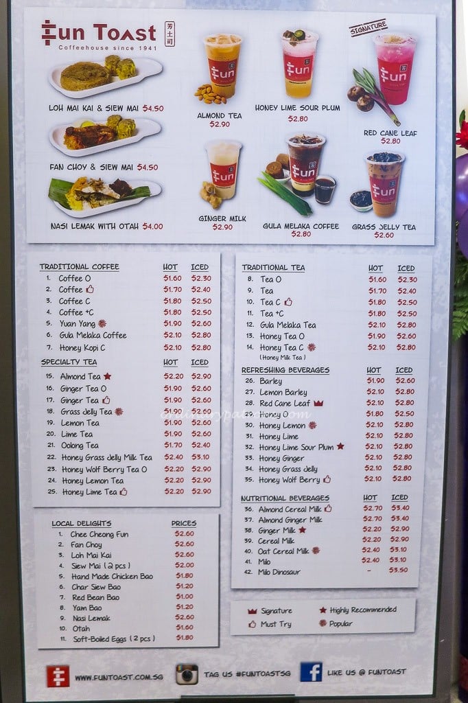 SingPost Centre Fun Toast Menu