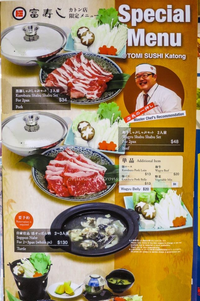 Tomi Sushi Special Menu