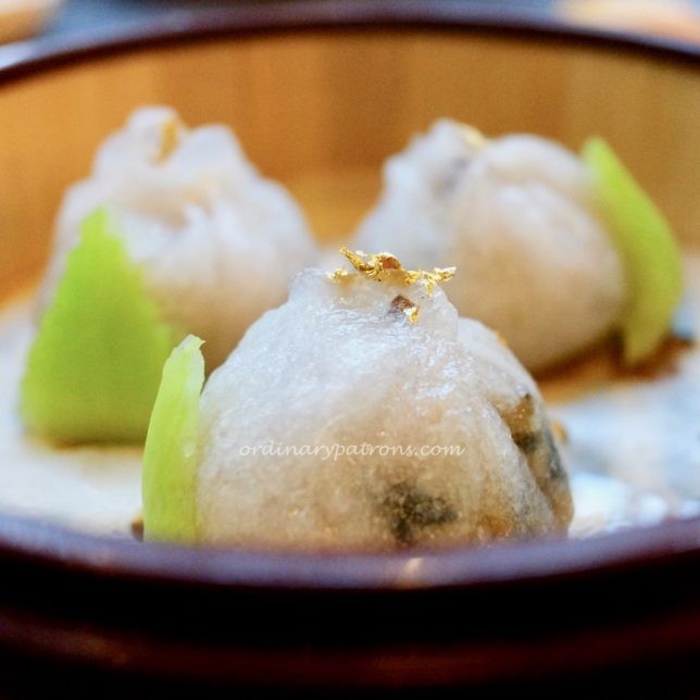 MYO Restaurant - gold foil dumpings with mushrooms