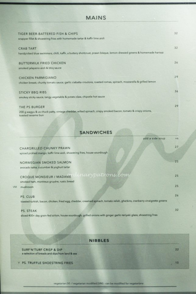 PS.Cafe Raffles City Menu