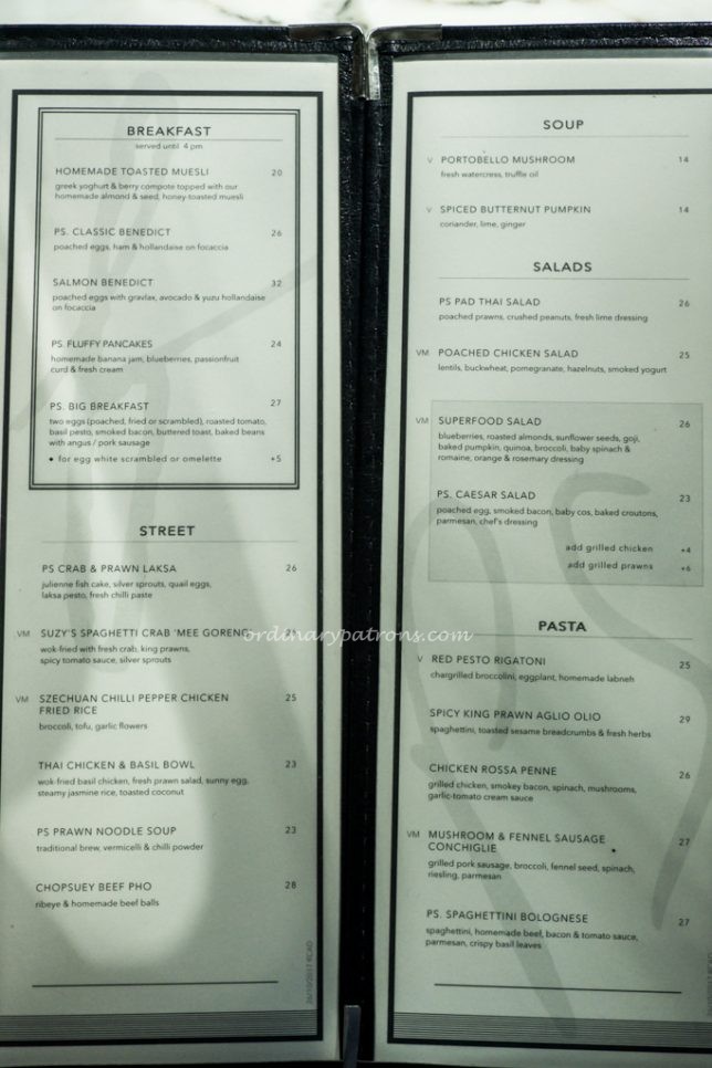 PS.Cafe Raffles City Menu