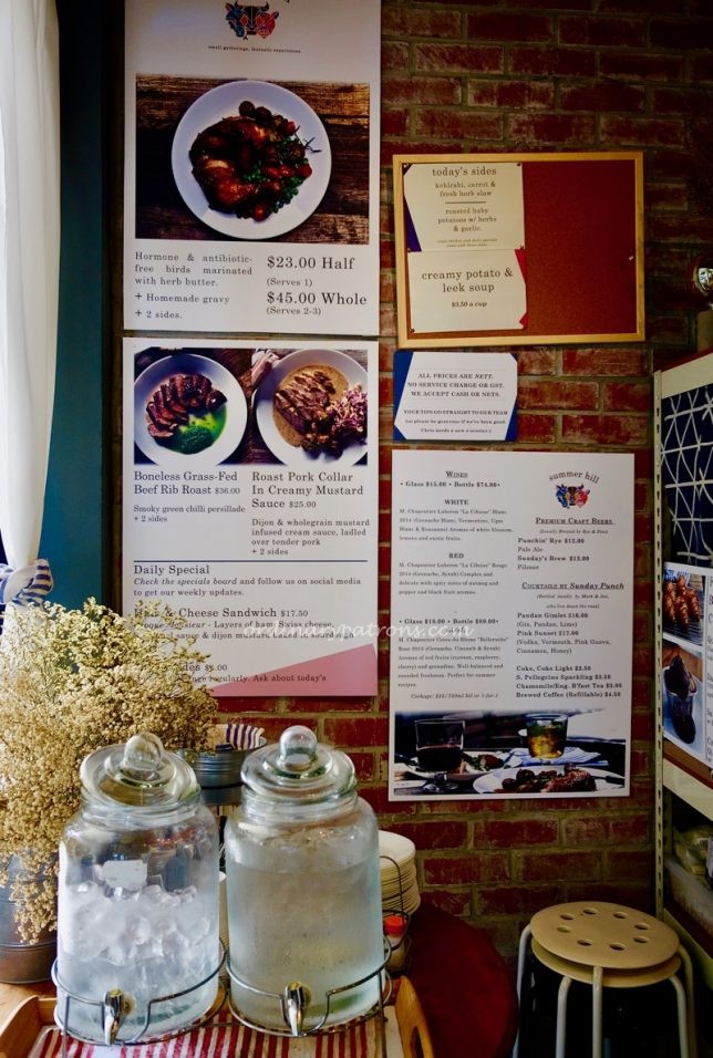 Summer Hill Bistro Menu