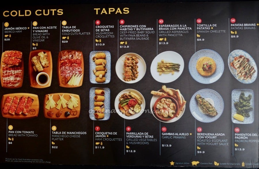Mediterranean food in Singapore Menu