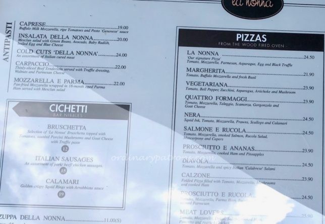 La Nonna Holland Village Menu