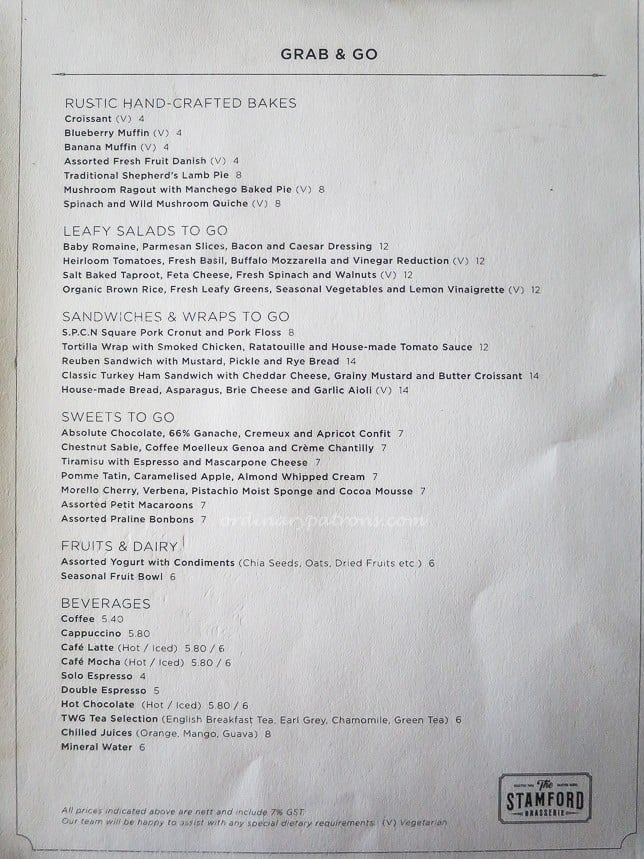 The Stamford Brasserie Grab & Go Menu