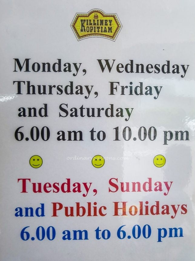 Killiney Kopitiam Opening Hours