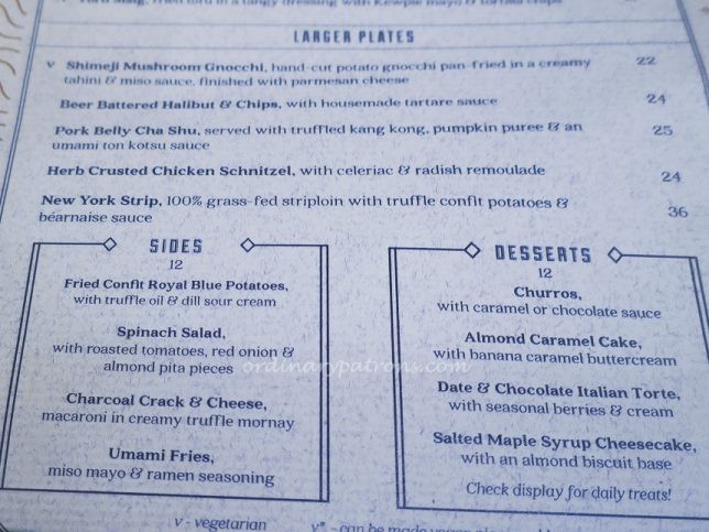 Menu of Common Man Stan