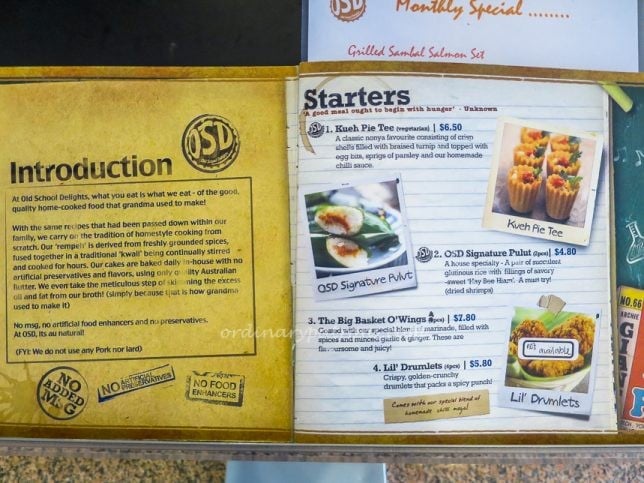 Menu of Old School Delights 