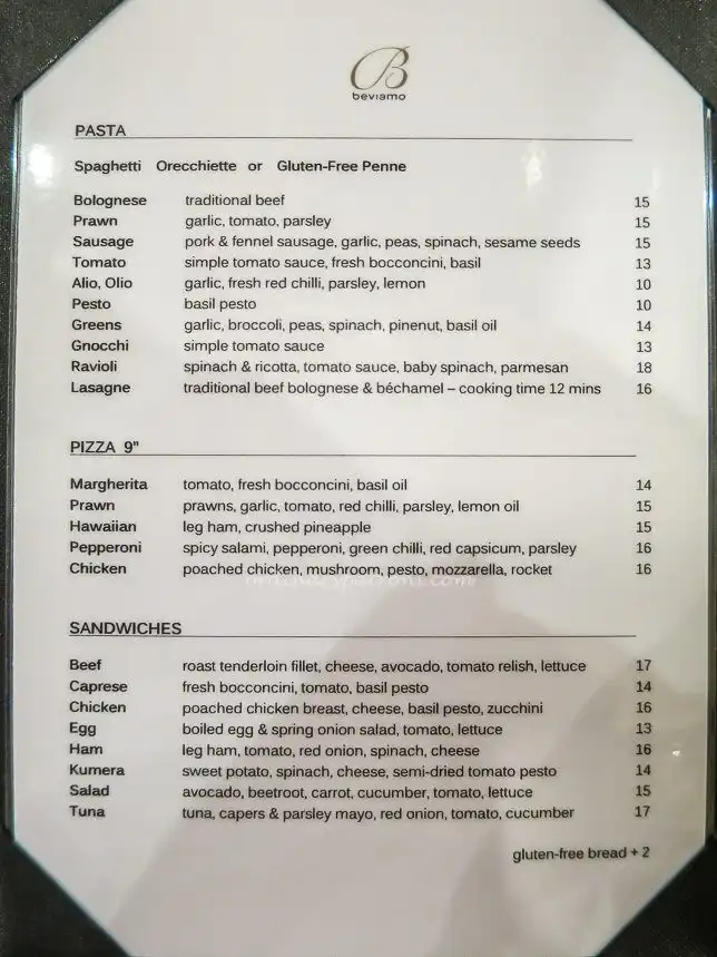 Caffe Beviamo Menu