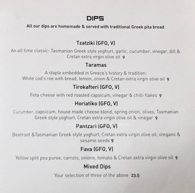 Urban Greek Hobart Menu