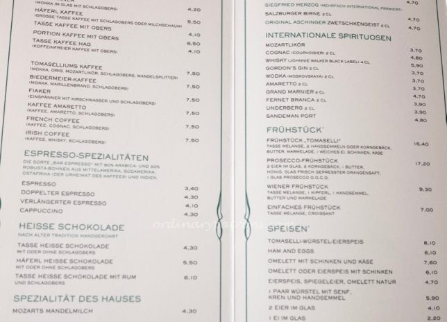 Café Tomaselli Menu