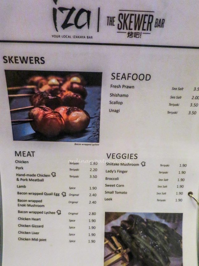 The Skewer Bar Menu