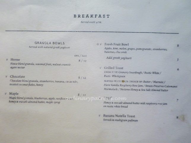 Plain Vanilla Tiong Bahru Menu