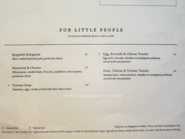 lain Vanilla Tiong Bahru Menu