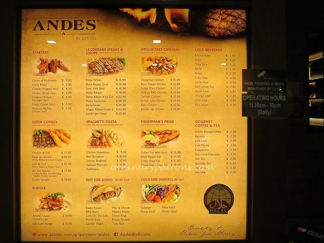 Menu of ANDES by ASTONS