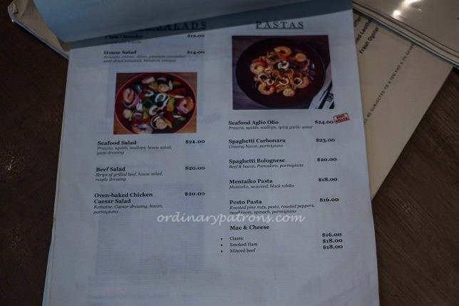 The Benjamins Cafe Menu