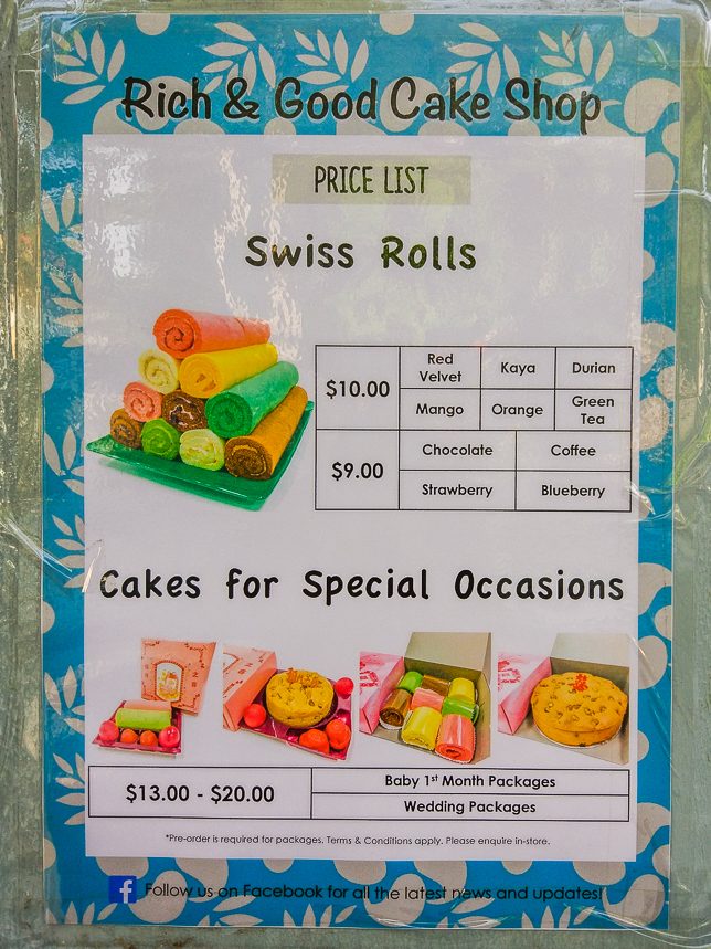 Rich & Good Cake Shop Price List as at April 2019﻿