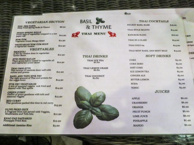Basil & Thyme Menu