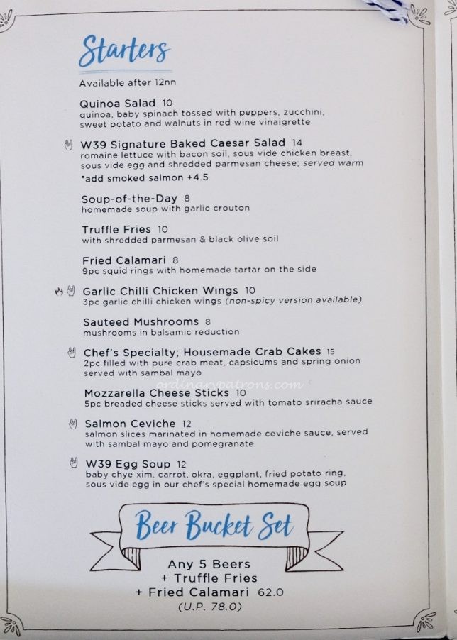 W39 Bistro & Bakery Menu