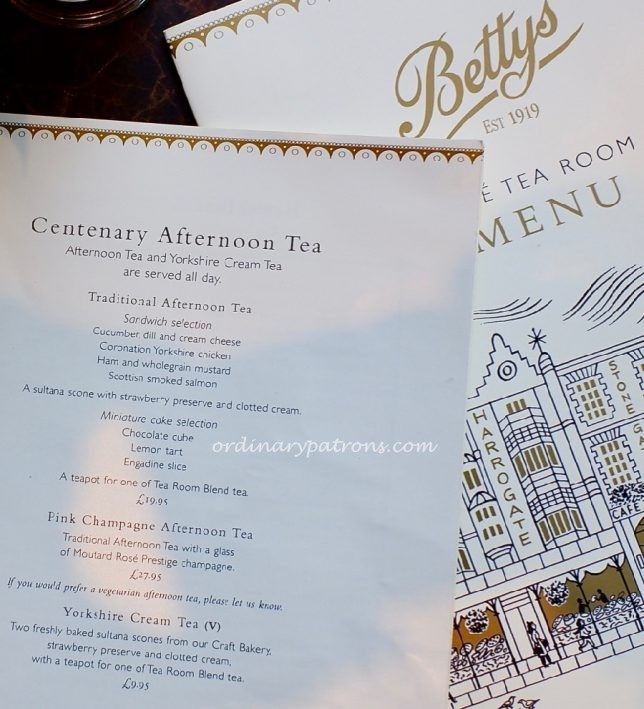 Afternoon tea at Bettys Café Tea Rooms, York England