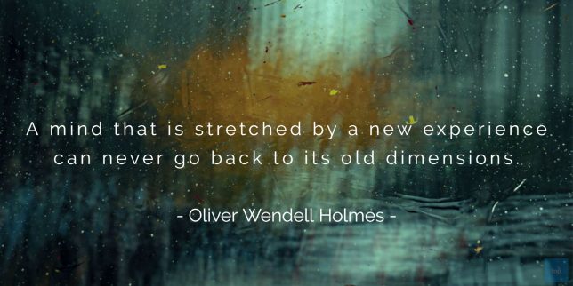 A mind that is stretched by a new experience can never go back to its old dimensions.  Oliver Wendell Holmes quote