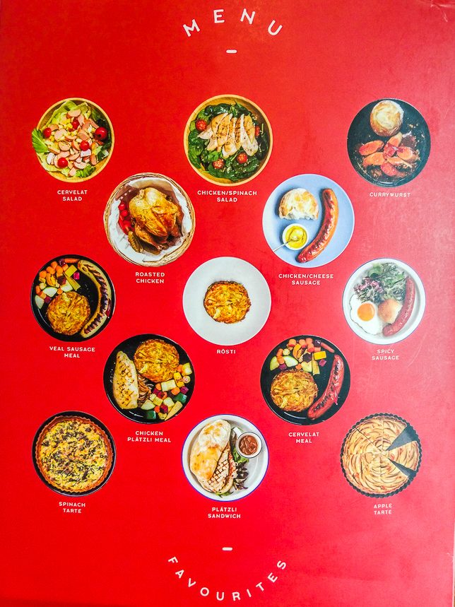 Wursthans Switzerland Menu